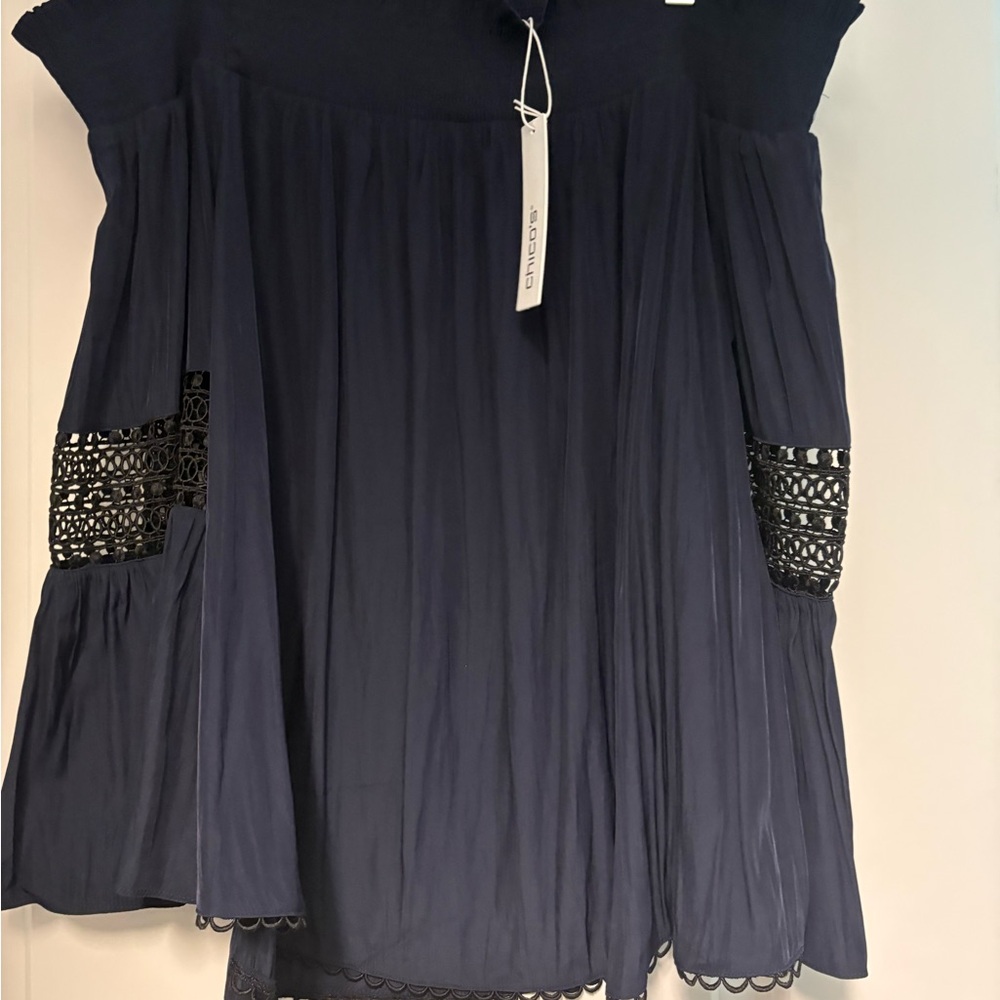 Chico's Classic Navy Blouse - off shoulder